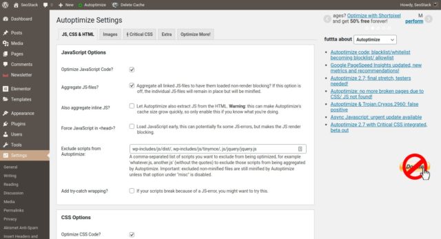 Autoptimize plugin